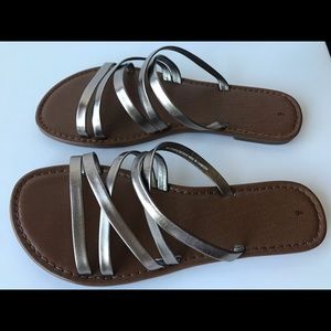 Metallic Flat Strappy Sandals